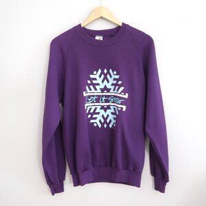 Vintage 80's Jerzees Let It Snow Sweatshirt Purple Made in USA